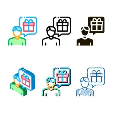Man with styleset gift thought icon vector outline Stock Illustration