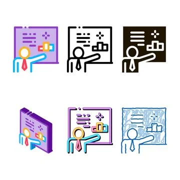 Man stylized presentation icon vector outline Stockillustratie