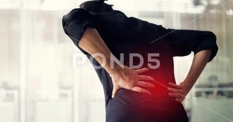 Man suffering from back pain cause of office syndrome Stock Photos