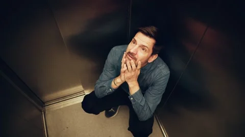 Man Suffering From Claustrophobia Trapped Inside Stock Footage 274372324
