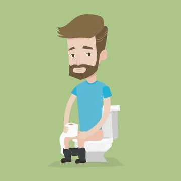 Man suffering from diarrhea or constipation イラスト素材