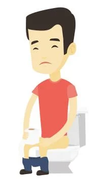 Man suffering from diarrhea or constipation イラスト素材