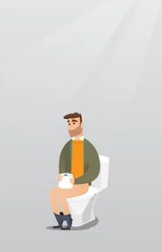 Man suffering from diarrhea or constipation. Stock Illustration