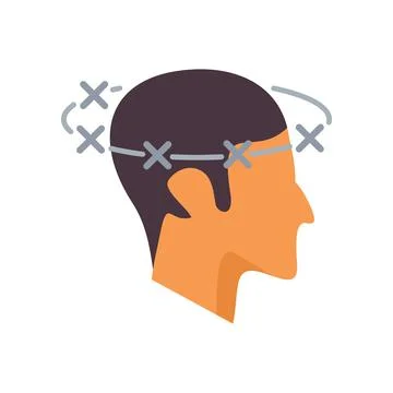 Man suffering from dizziness feeling head spin side view Stock Illustration