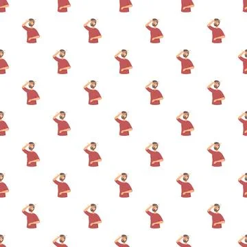 Man suffering headache dizziness and vertigo seamless pattern Иллюстрация