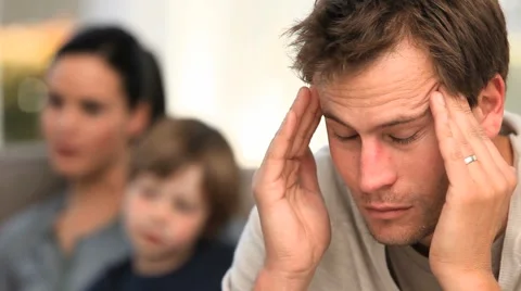 Man suffering from a headache Stock Footage