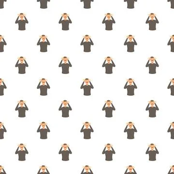 Man suffering headache pain looking stressed seamless pattern Stock Illustration
