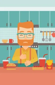 Man suffering from heartburn 库存插图