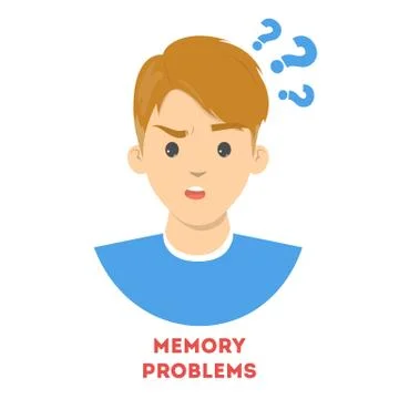 Man suffering from the memory problems. Confused person Stock Illustration