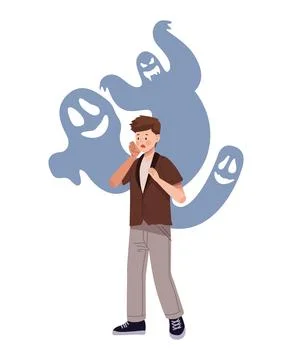 Man suffering from panic attack 库存插图