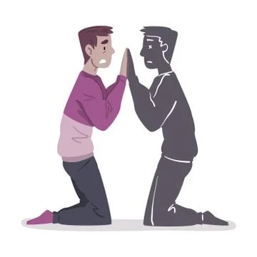 Man Suffering from Split of Personality, Mental Health Problems, Psychological 스톡 일러스트