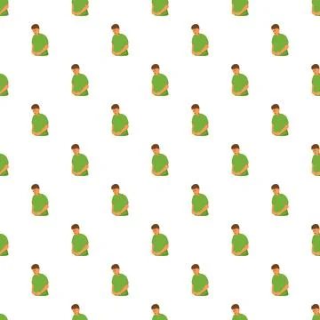 Man suffering from stomachache repeating pattern background イラスト素材
