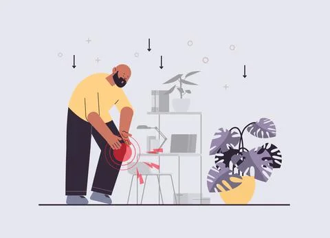Man suffering from string knee pain inflammation of muscles ache in body disease Stock Illustration