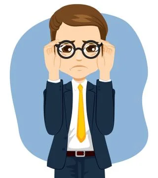 Man Suffering Visual Impairment Problem Stock Illustration