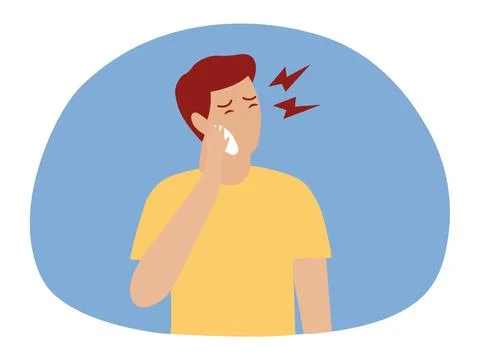 Man suffers from a toothache. Stock Illustration