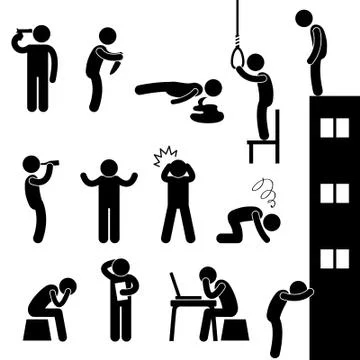 Man Suicide Kill Desperate Death Stress Sad Stock Illustration