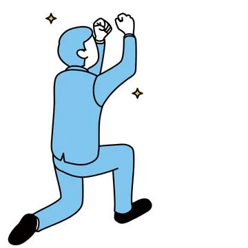 A man in a suit (back view) posing with joy and guts. Stock Illustration