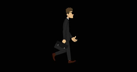 Man in suit with briefcase walk cycle. Video stock 129052537