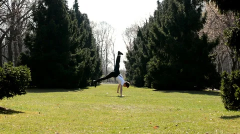 Man in suit dancing break dance Stock Footage 36768532