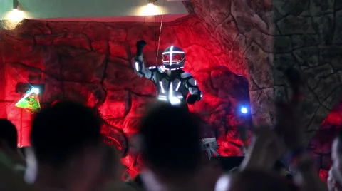 Man in suit dancing on the stage Stock Footage 61481319