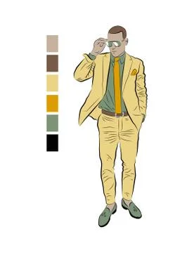 A man in a suit with glasses. Stock Illustration