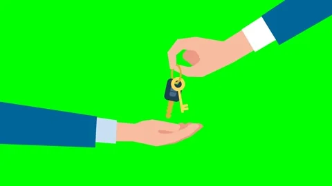 Man in a suit hands over keys. Sale, rent, buying. Man holds a bunch of keys Video stock 330077798