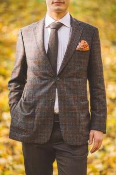 Man in a suit making a statement Stock Photos