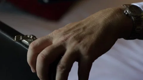 Man in Suit Opens Briefcase Close Up 库存影片 53251757