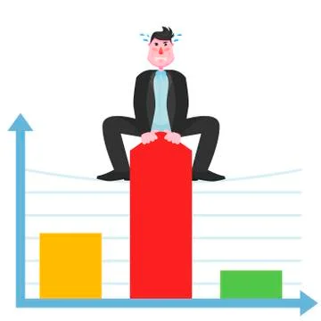 A man in a suit pulls the chart up Stock Illustration
