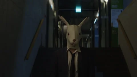 A man in a suit with rabbit mask Stock-Footage 259664164