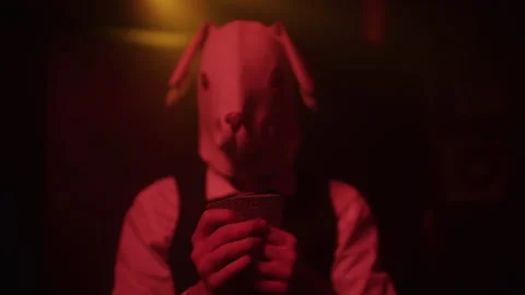 A man in a suit with rabbit mask playing cards Stock-Footage 259619902