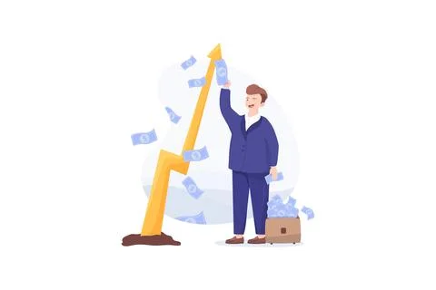 A man in a suit reaps greenbacks from a money tree Stock Illustration