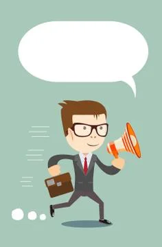 Man in suit shouting through a loudspeaker. Stock Illustration
