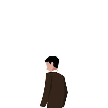 Man in suit standing backwards with a head bowed. Executive waiting for a boss Stock Illustration