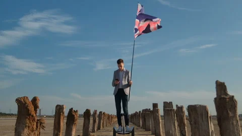 Man in a suit with the USA flag. Stock Footage 137946737