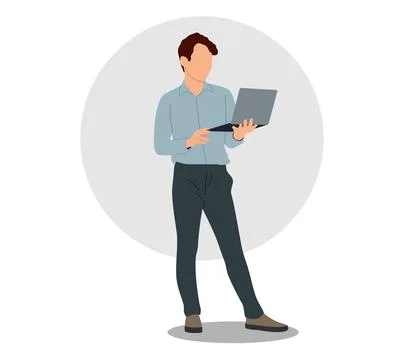 Man in suit using laptop computer. Stock Illustration