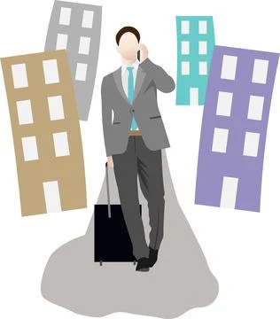 A man with a suitcase in his hand. Stock Illustration