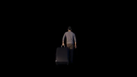 Man with suitcase walking Alpha Channel Stock Footage 104033310