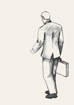 A Man With Suitcase Walking Stock Illustration