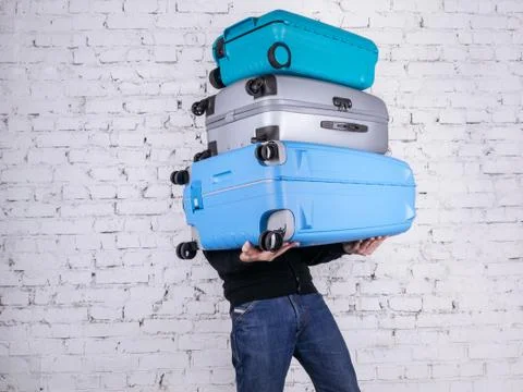 The man with the suitcases Stock Photos