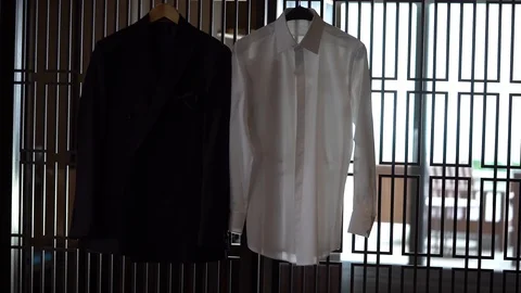 Man suite black jacket and white shirt close up shooting Stock Footage 128947128