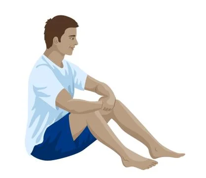 Man in summer clothes sitting Stock Illustration