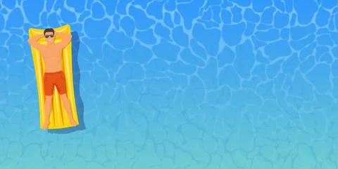 Man sunbathing top view. Illustrazione stock