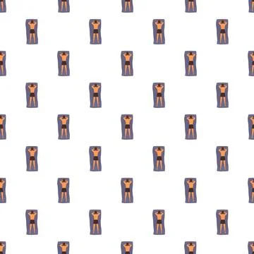 Man sunbathing on towel seamless pattern design Stock Illustration