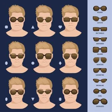 Man sunglasses shapes. Second set. Stock Illustration