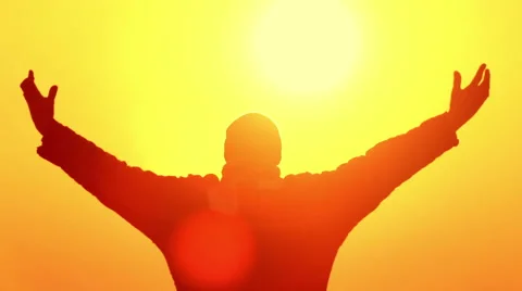 A man at sunrise trains doing exercises. Bearded man at dawn. Stock Footage 58578023