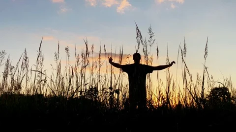 Man on the sunset Stock Footage 92908395