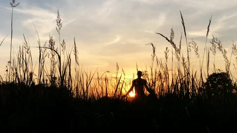 Man on the sunset Stock Footage 92939593