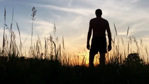 Man on the sunset Stock Footage 92939606