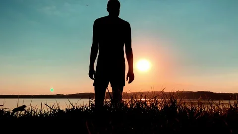 Man on the sunset Stock Footage 95389715